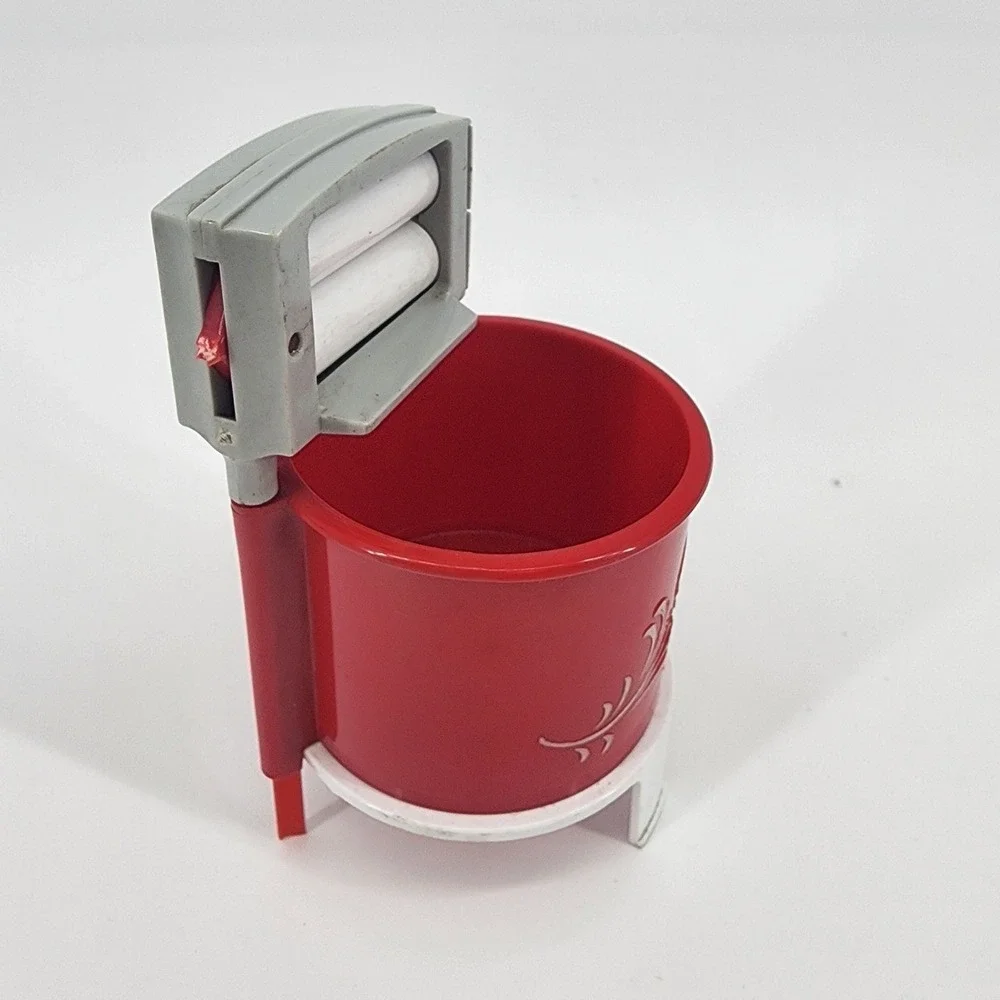 Vintage Red Plastic Wringer Washer Salt Pepper Shakers Toothpick Holder USA Made